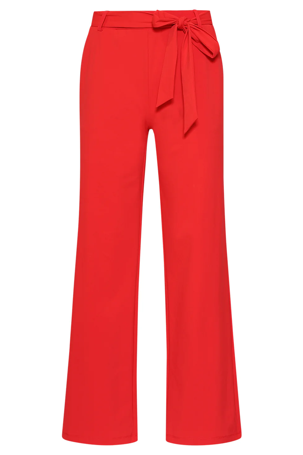 Wijde Pantalon In Comfortabele Travelstof Met Strikceintuur | Red - Image 2