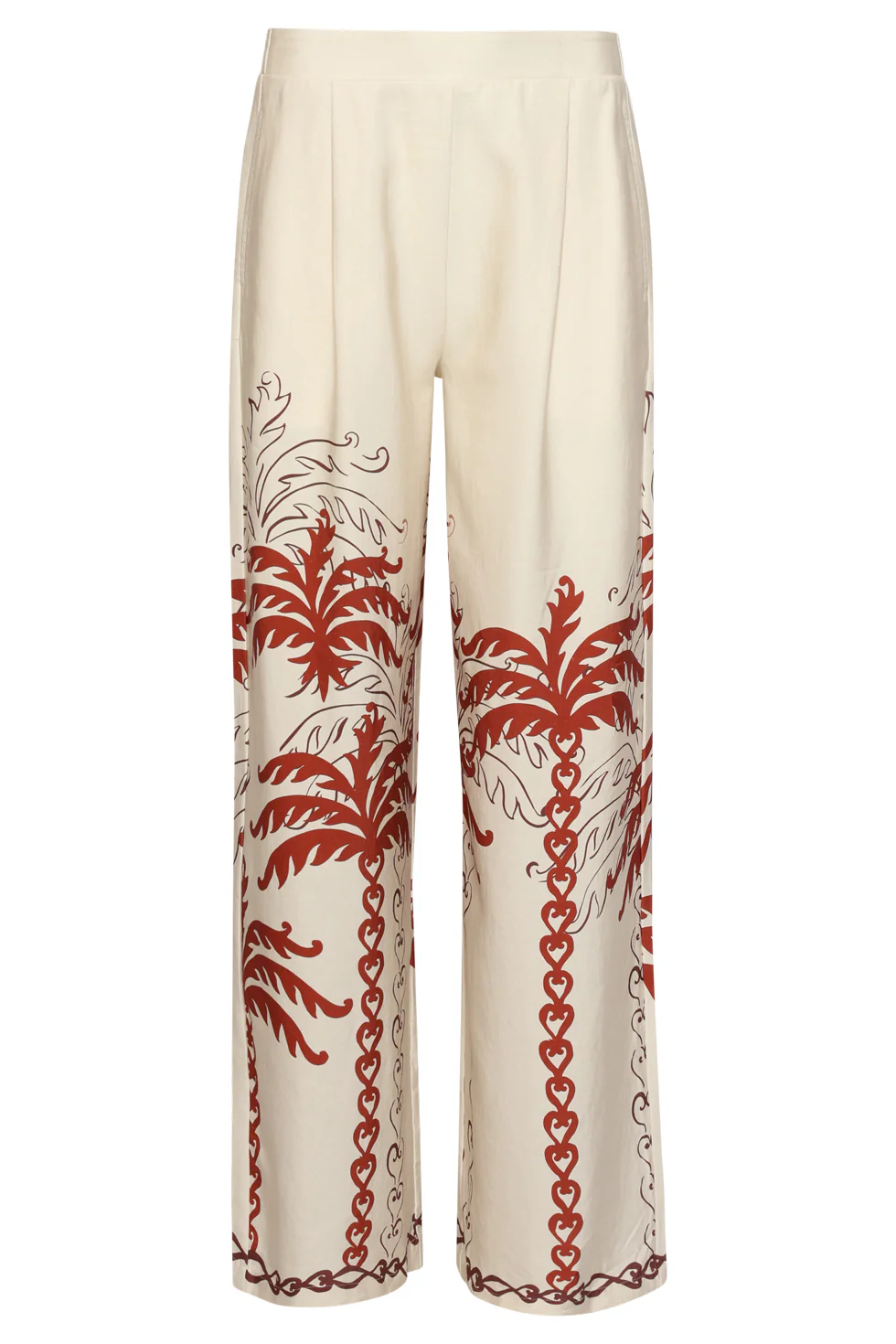 Wijde Pantalon Met Abstracte Palm Print - Roest En Zand | Sand - Brique - Image 2