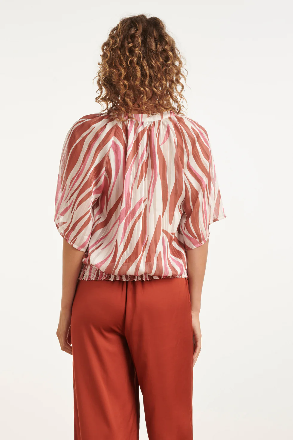 Wijde Top Met Roze Zebra-Style Print | Brique - Old Pink - Image 6