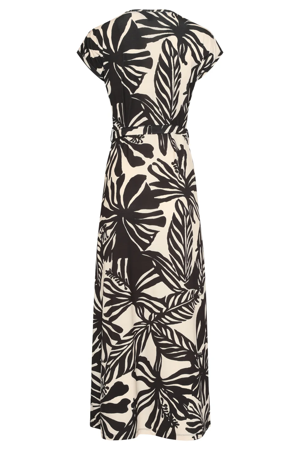 Wikkeleffect Maxi-Jurk Met Bladprint In Zwart En Ecru | Off White - Black - Image 14