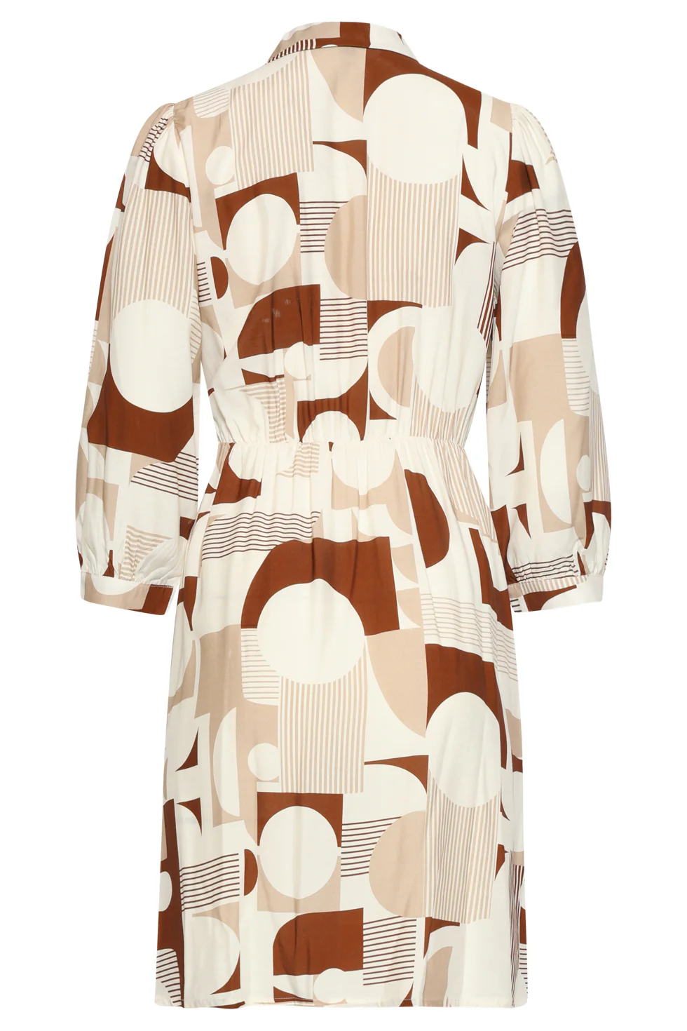Wikkeljurk Met Geometrische Print En Kraag In Terra Cotta En Beige | Dark Sand - Brown - Image 13