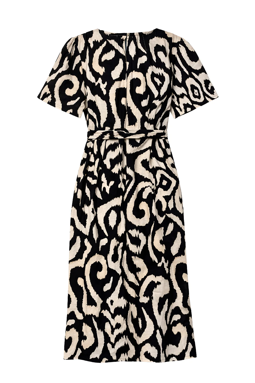 Wikkeljurk Met Zwart-Beige Dieren Print En Ceintuur | Black White - Image 7