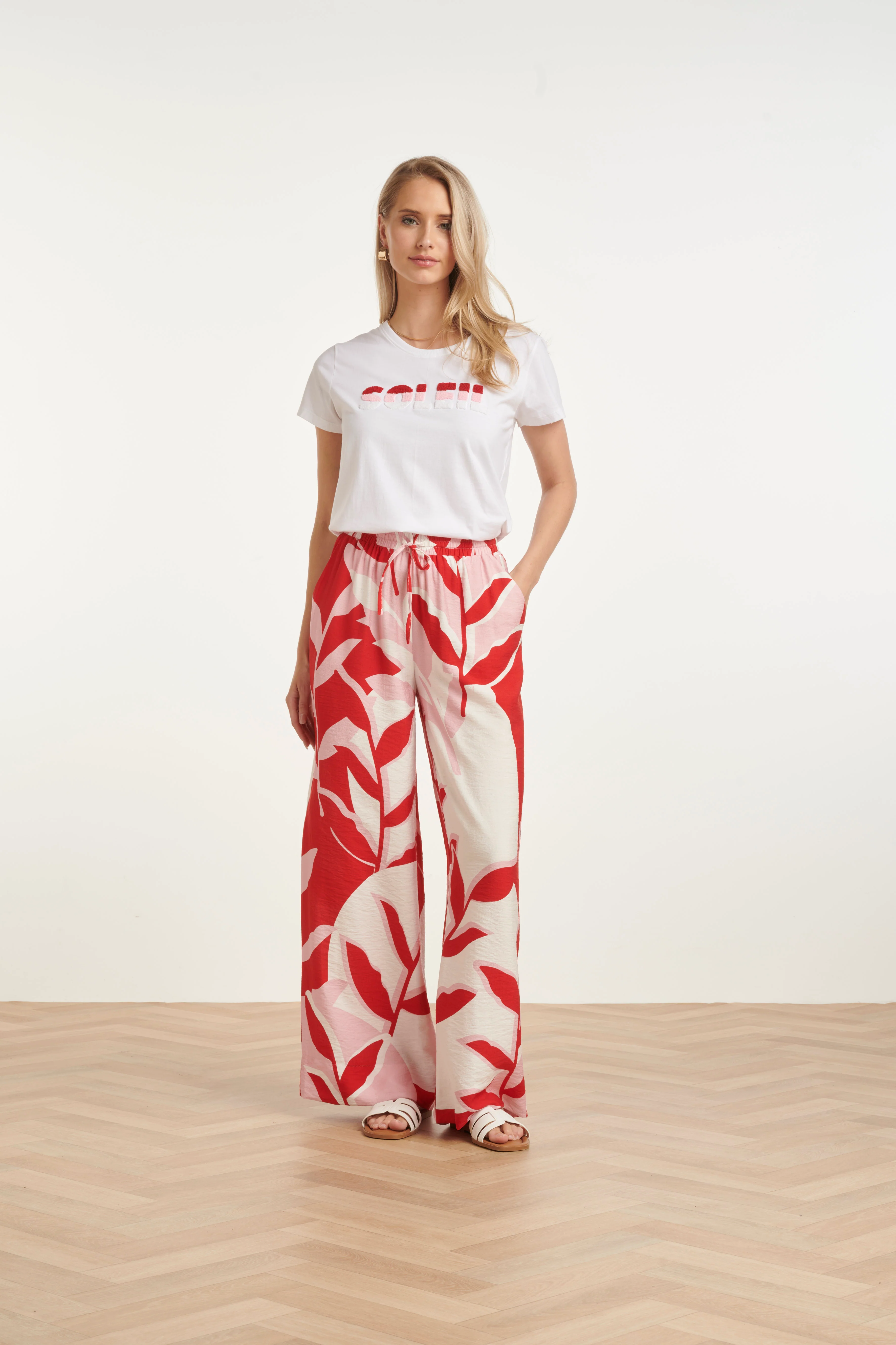 Wit Katoenen T-Shirt Met 'Soleil' Print En Textuur | White - Muticolour