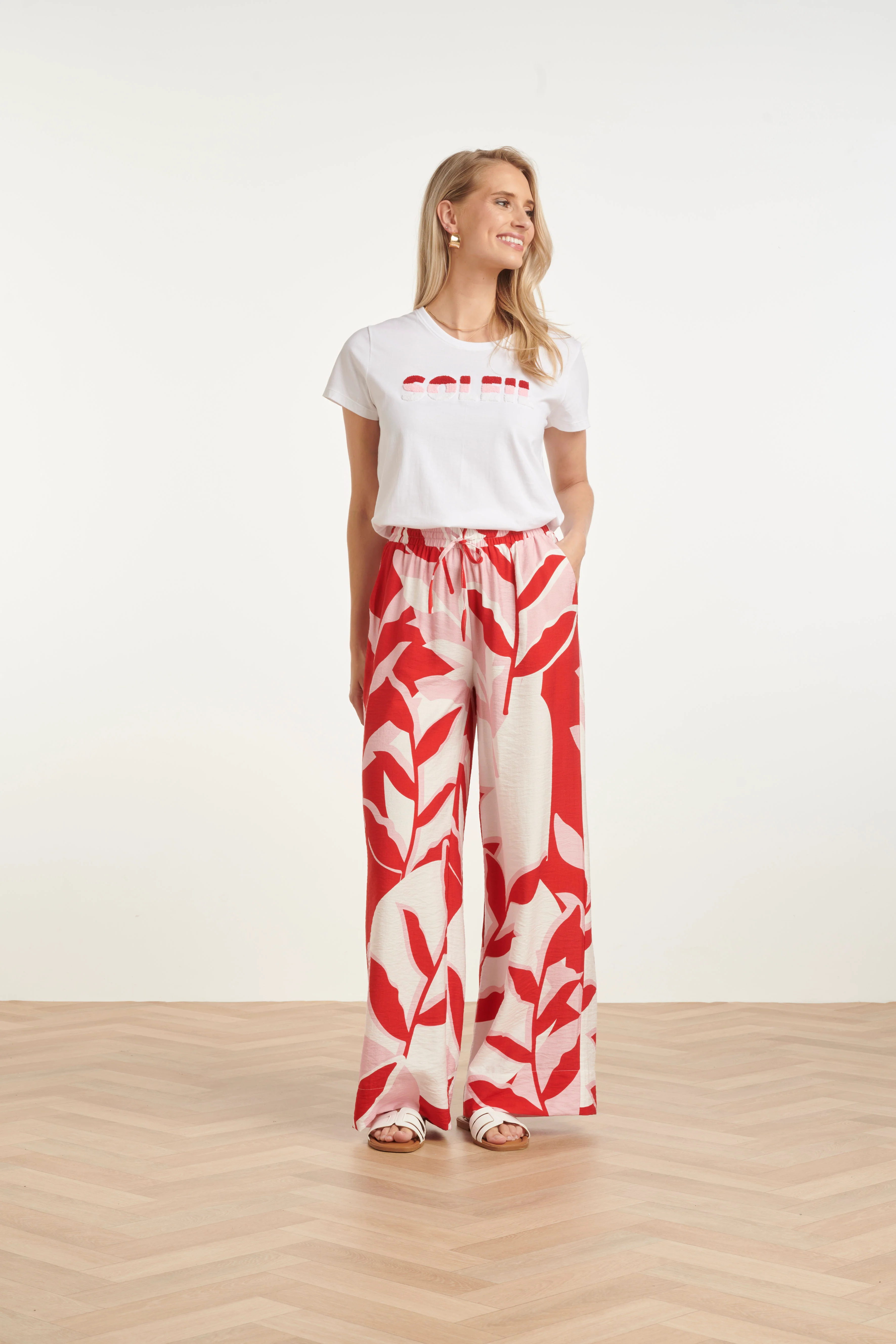 Wit Katoenen T-Shirt Met 'Soleil' Print En Textuur | White - Muticolour - Image 3
