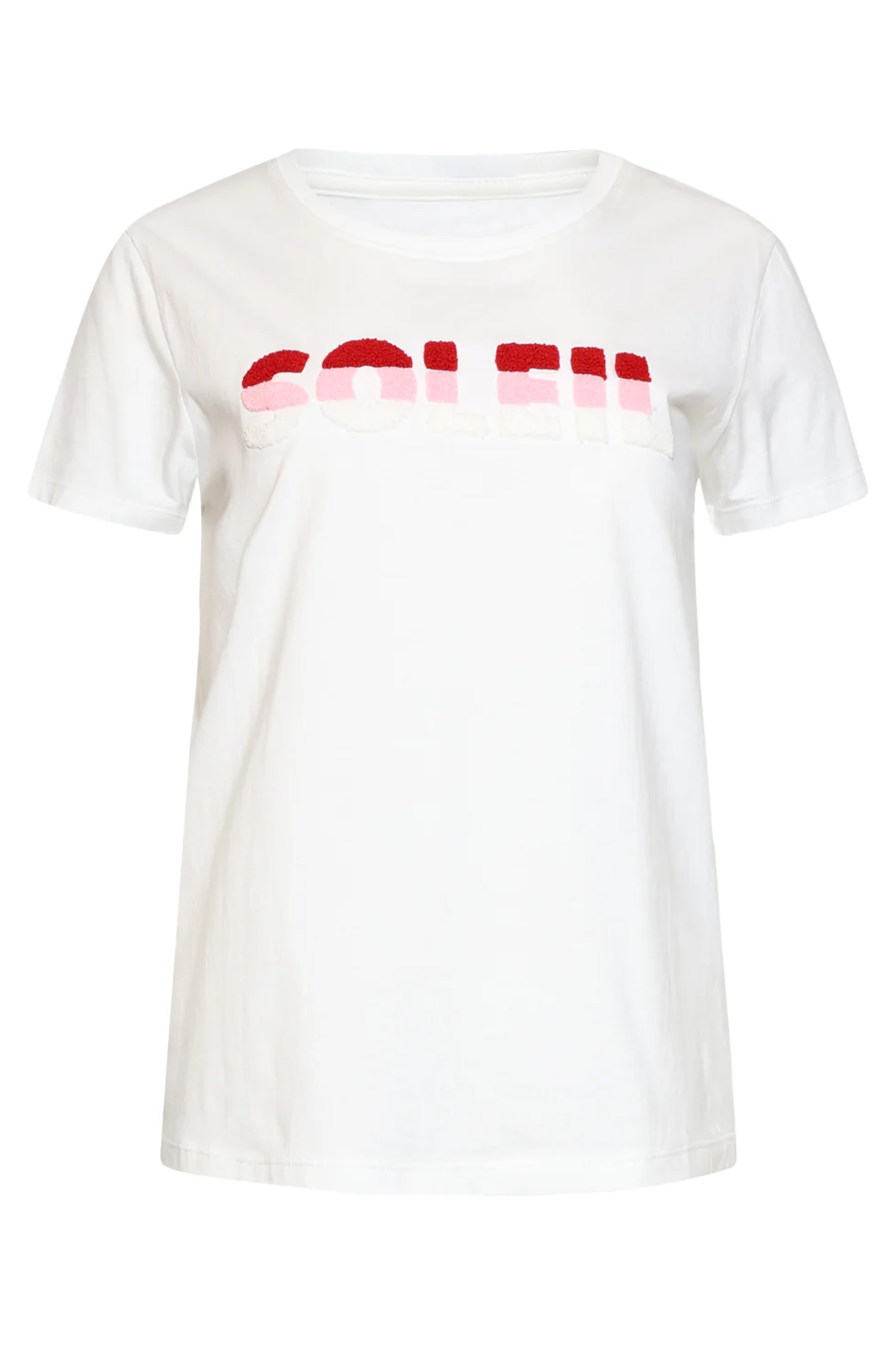 Wit Katoenen T-Shirt Met 'Soleil' Print En Textuur | White - Muticolour - Image 4