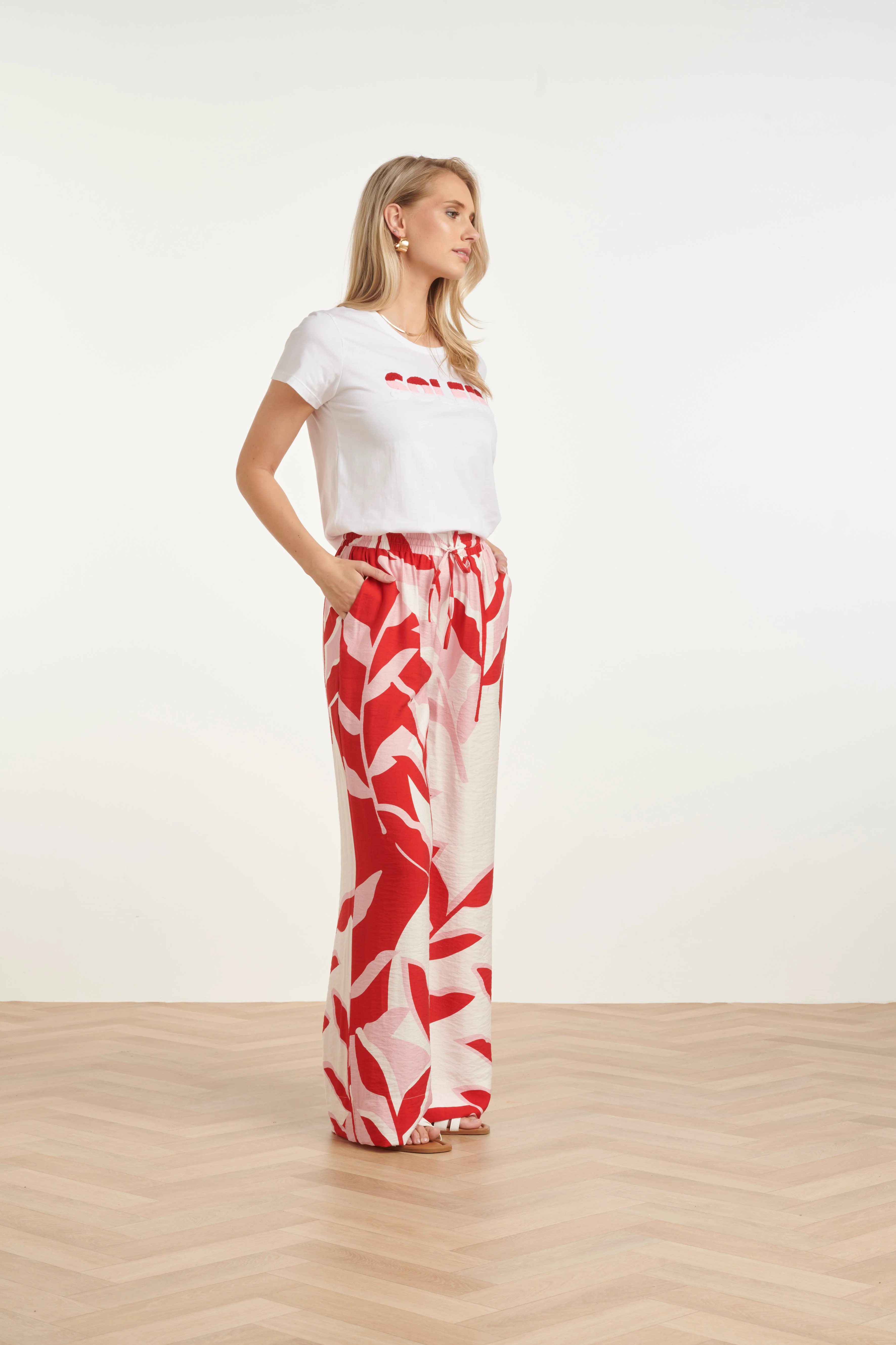 Wit Katoenen T-Shirt Met 'Soleil' Print En Textuur | White - Muticolour - Image 5