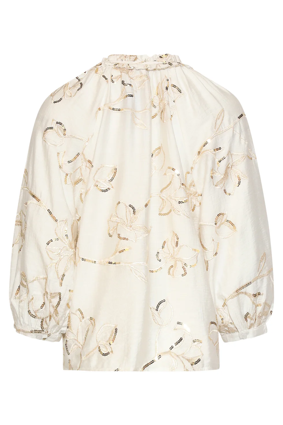 Witte Blouse Met Gouden Borduursels En Pailletten | Off White - Gold - Image 13