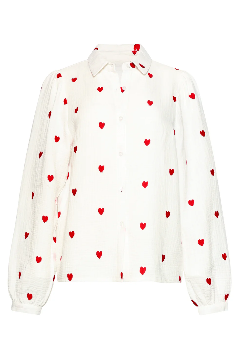 Witte Blouse Met Rode Hartjes Print | White - Red - Image 2