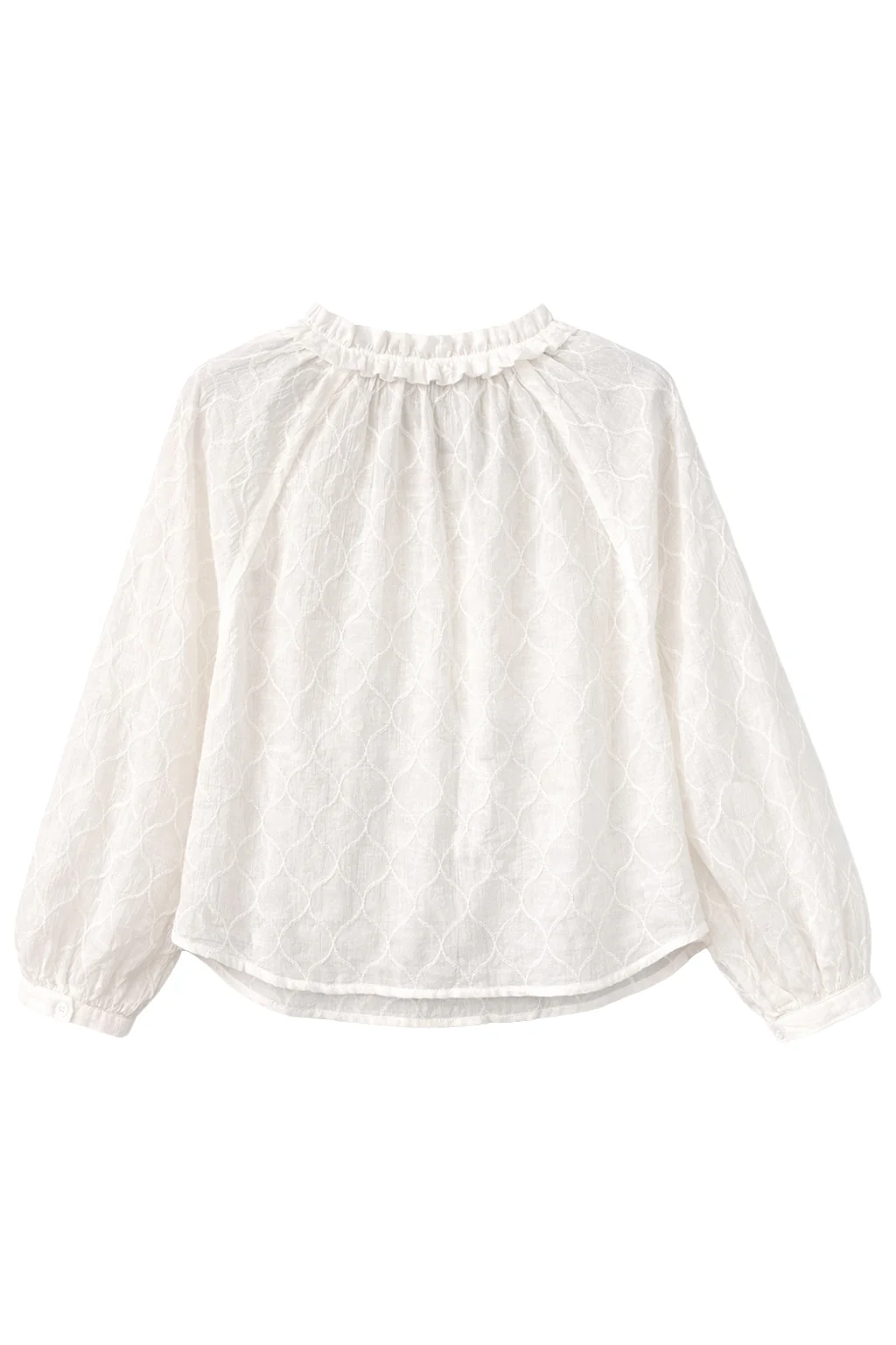Witte Blouse Met Structuur En Ruffle Halsdetail | Off White - Image 7