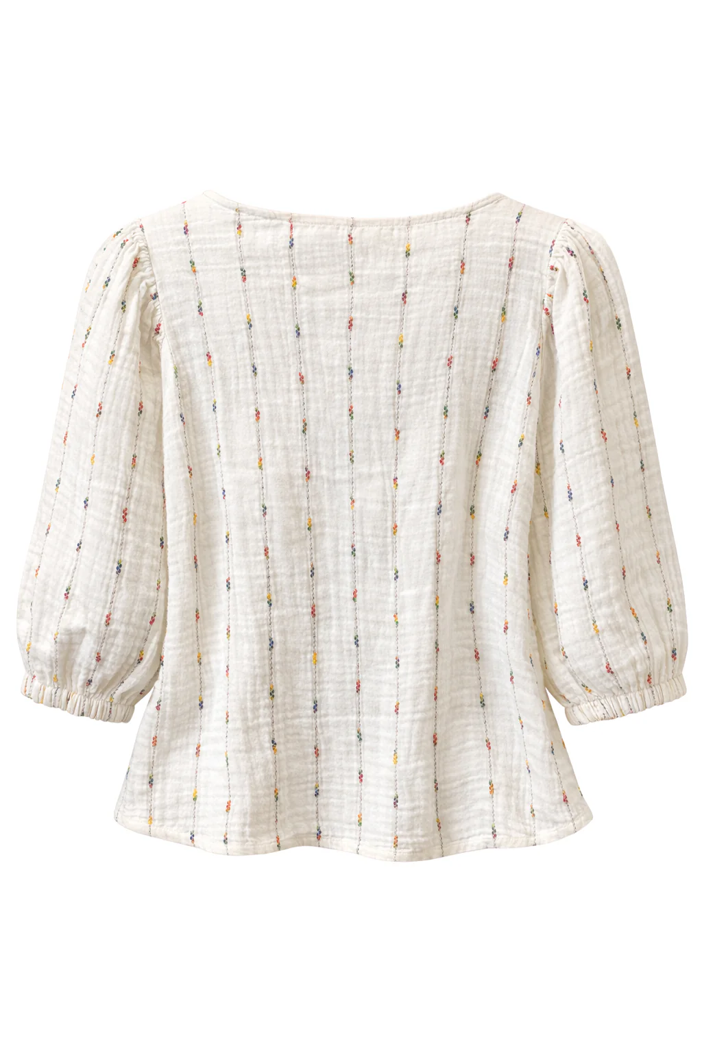 Witte Blouse Met Subtiele Multicolor Details En V-Hals | Off White - Image 7