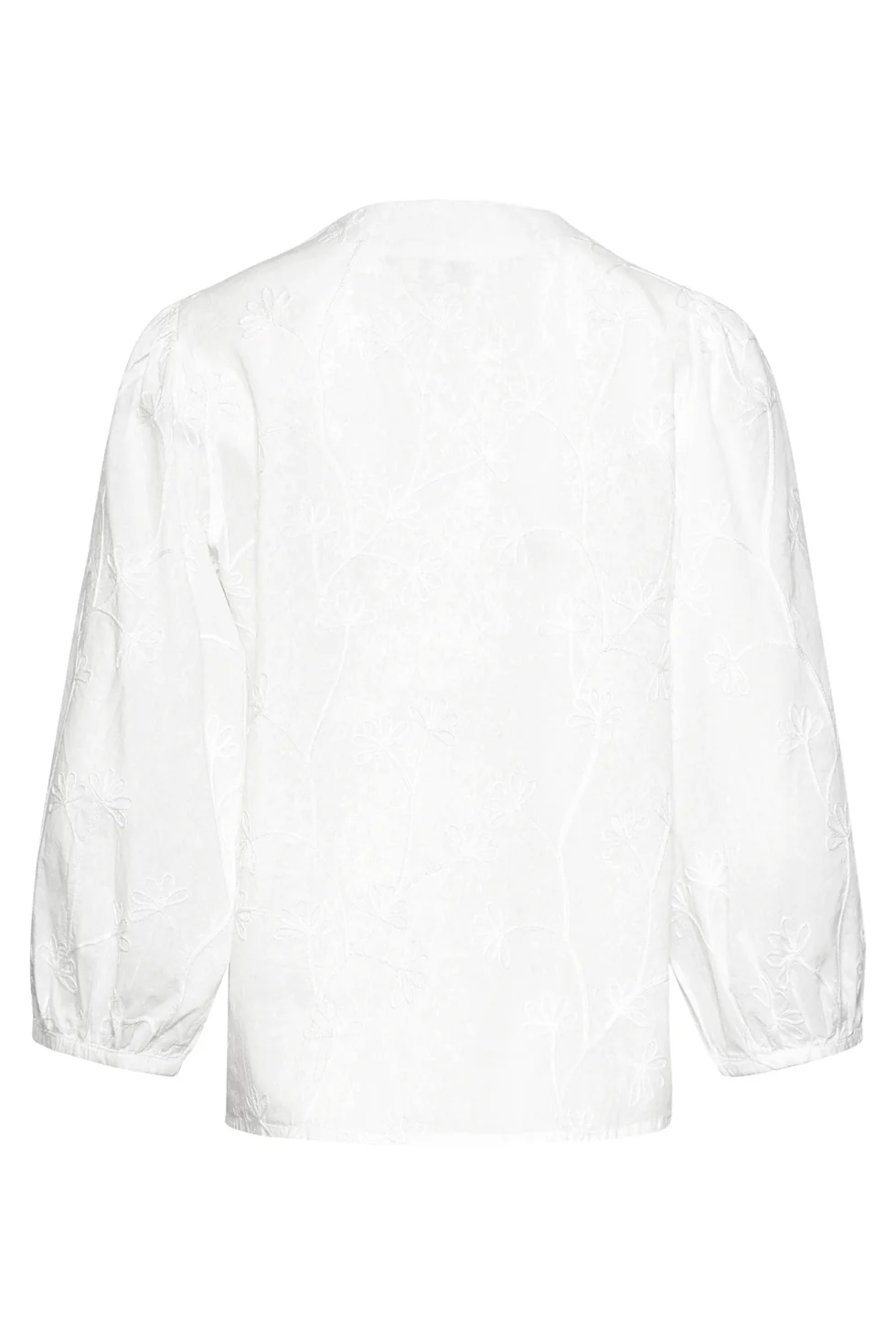 Witte Elegante Blouse Met V-Hals En Bloemrijk Borduurwerk | White - Image 14