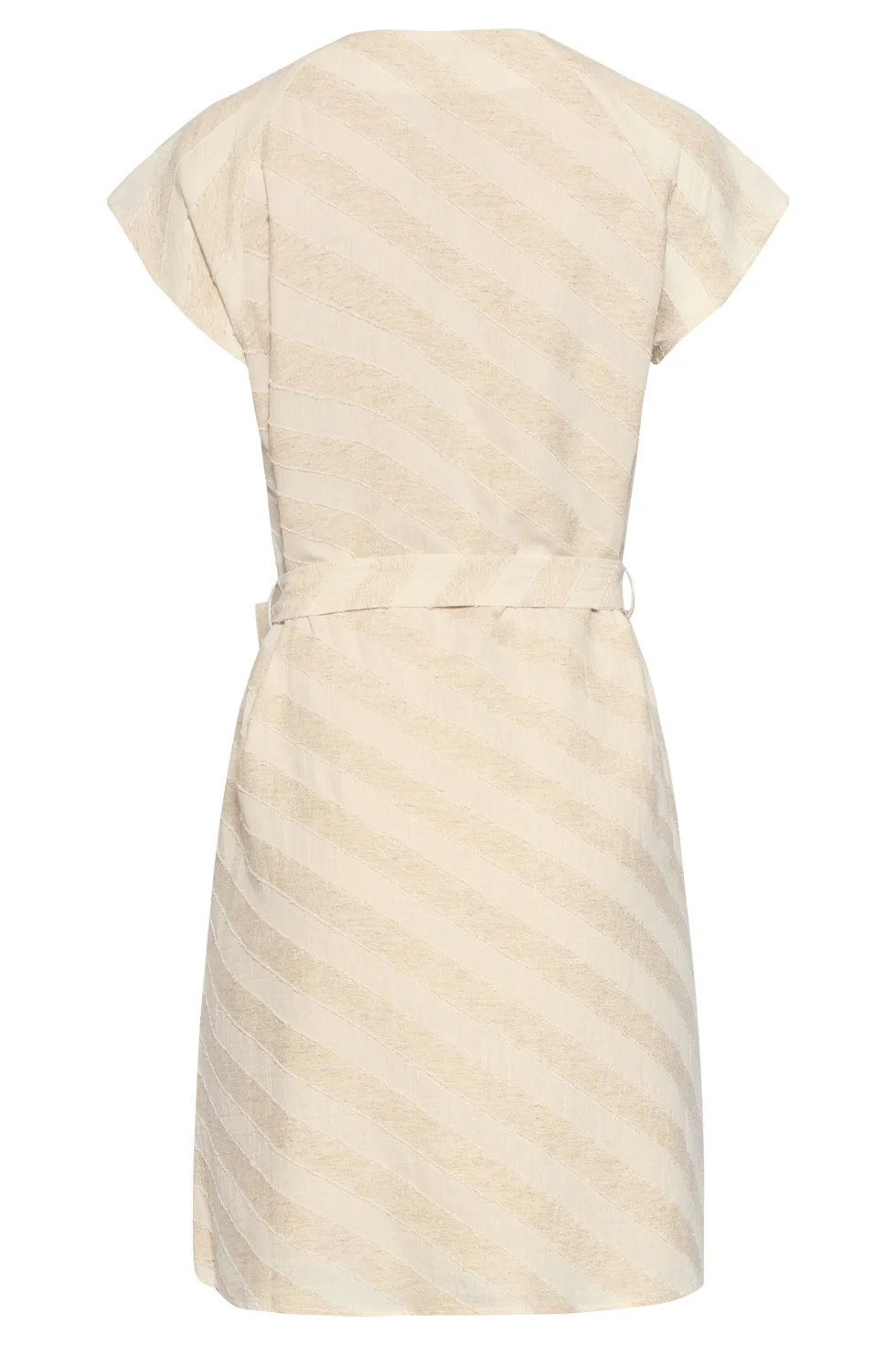 Zomerse Jurk Met Taillelint En Diagonale Print | Sand - Dark Sand - Image 7