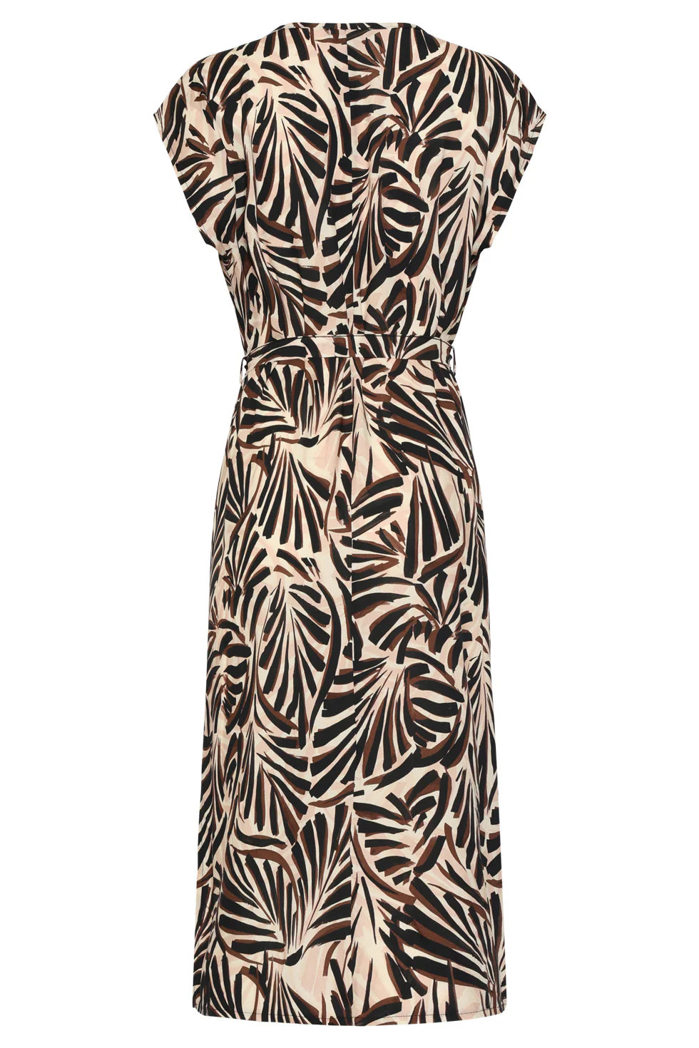 Zomerse Maxi-Jurk Met V-Hals En Palmprint | Off White - Brown - Image 9