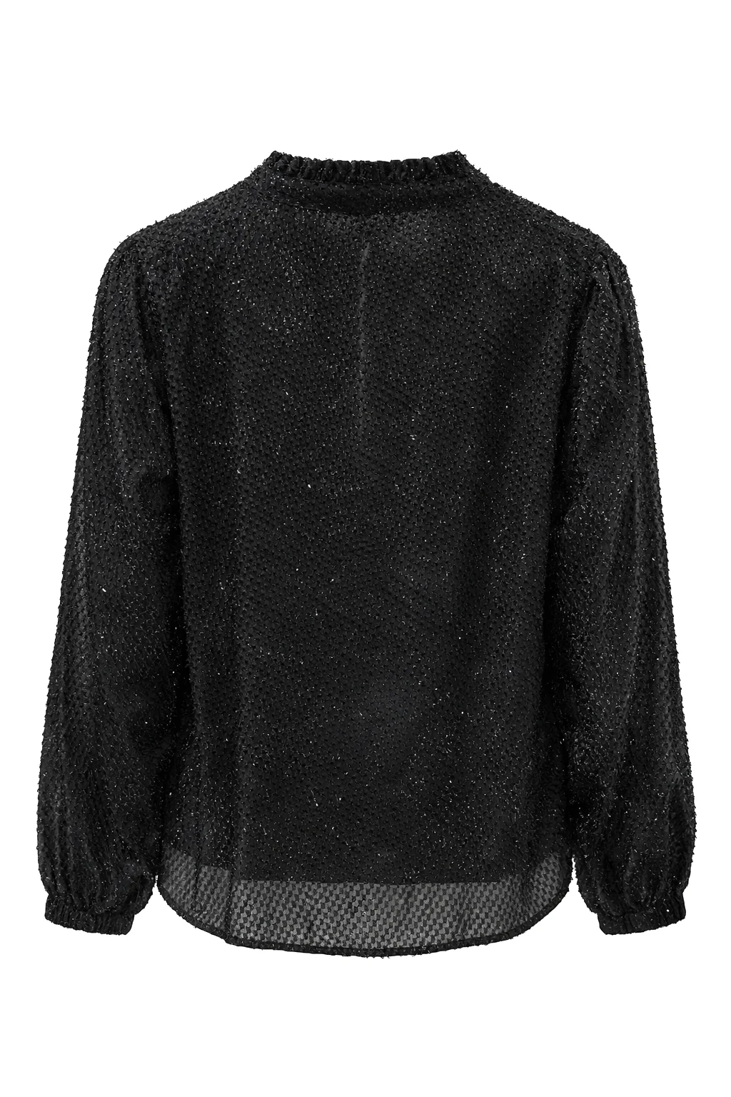 Zwarte Blouse Met Lurex Structuur En Knoopsluiting | Black - Image 7
