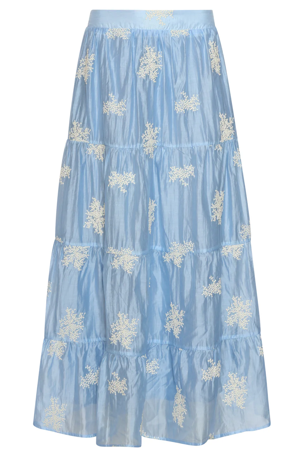 Zwierige Maxi-Rok Met Geborduurde Print En Stroken | Light Blue - Image 2