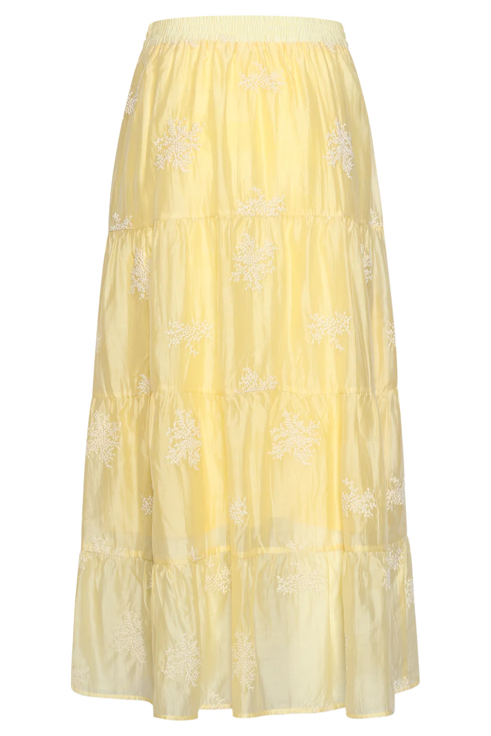 Zwierige Maxi-Rok Met Geborduurde Print En Stroken | Light Yellow - Image 7