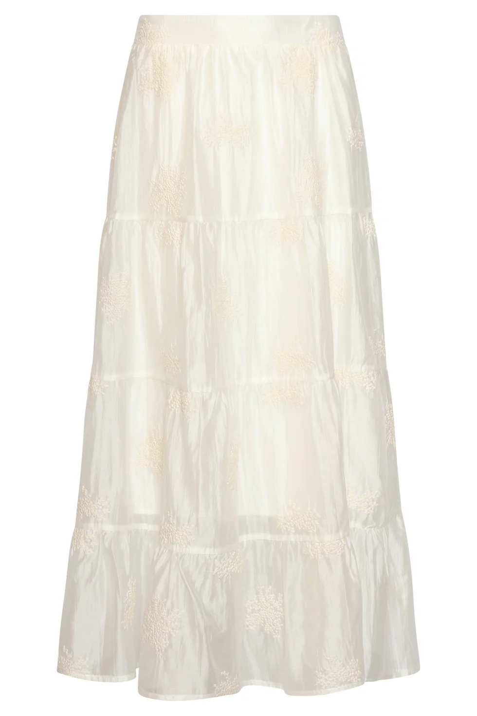 Zwierige Maxi-Rok Met Geborduurde Print En Stroken | Off White - Image 2