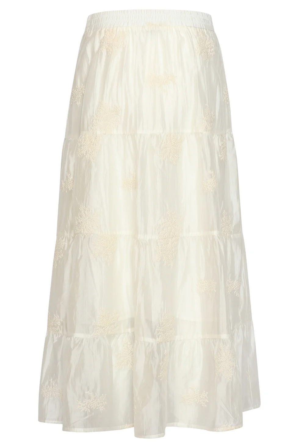 Zwierige Maxi-Rok Met Geborduurde Print En Stroken | Off White - Image 7